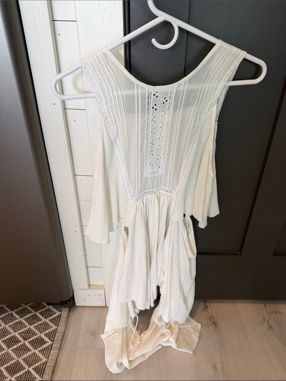 Free People Boho Lace-Back Cream Tank Top/tunic